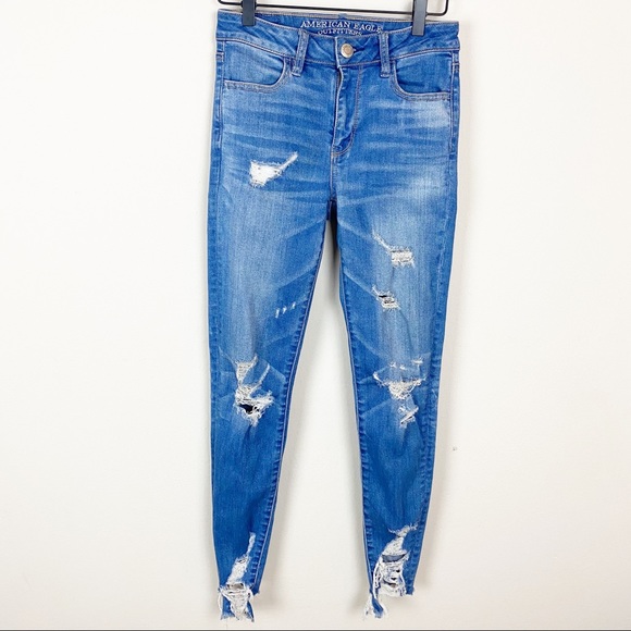 American Eagle Outfitters Denim - AEO High Rise Super Distressed Ankle Med Wash  0R